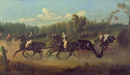 Empress Eugenie and Queen Victoria in the Park at Compiegne